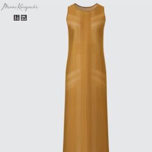 UNIQLO x MAME KUROGOUCHI Mesh Sleeveless Long Dress Brown Size M Sheer Fit NWT